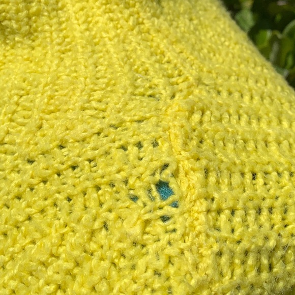 Anthropologie Sweater XS Yellow Oversized Funnel Neck Pullover Knit Top - Picture 11 of 11